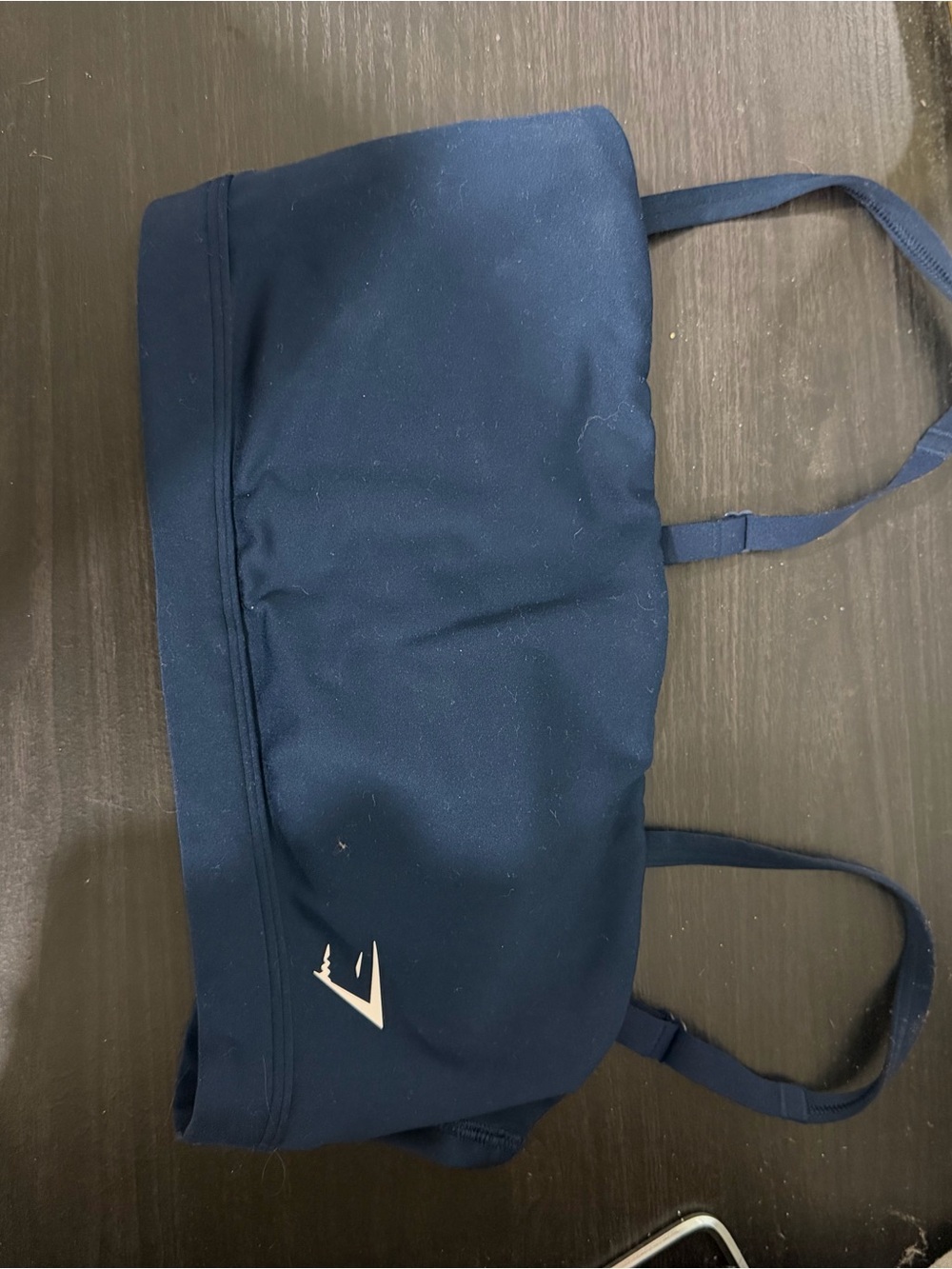 Gymshark Navy Blue Sports Bra with White Logo
